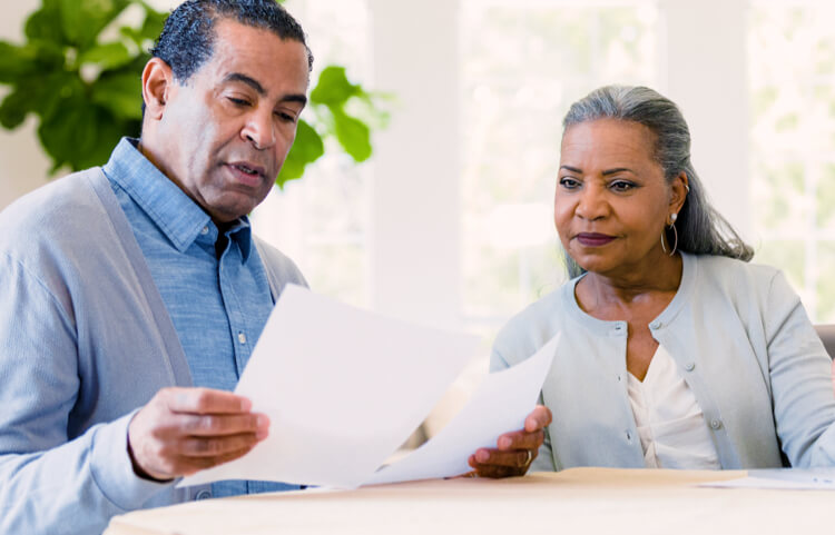 A couple looking at documents